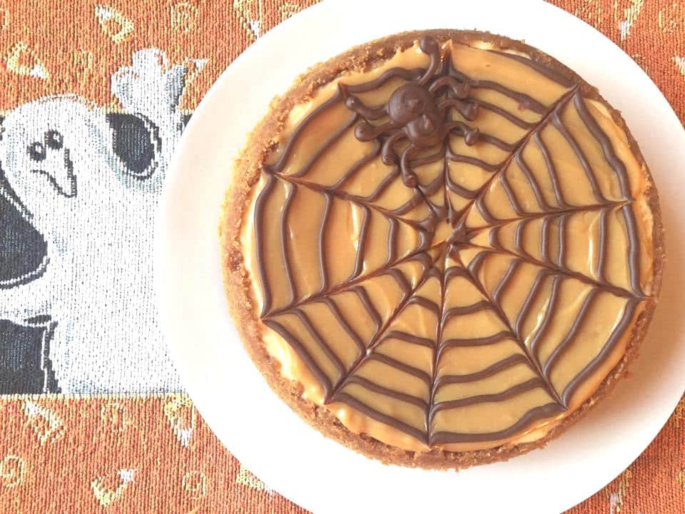 Pressure Cooker Halloween Spider Web Cheesecake