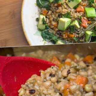 Pressure Cooker Black Eyed Peas Sprouted Brown Rice