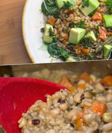 Pressure Cooker Black Eyed Peas Sprouted Brown Rice