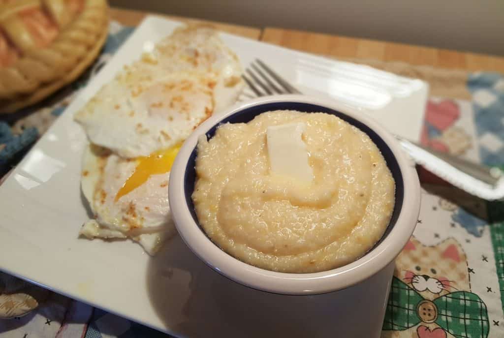 Pressure Cooker Southern Style Cheesy Grits and Fried Eggs