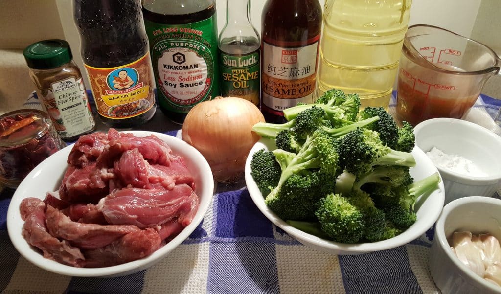 Cast of Ingredients for Pressure Cooker Chinese Take-Out Beef and Broccoli