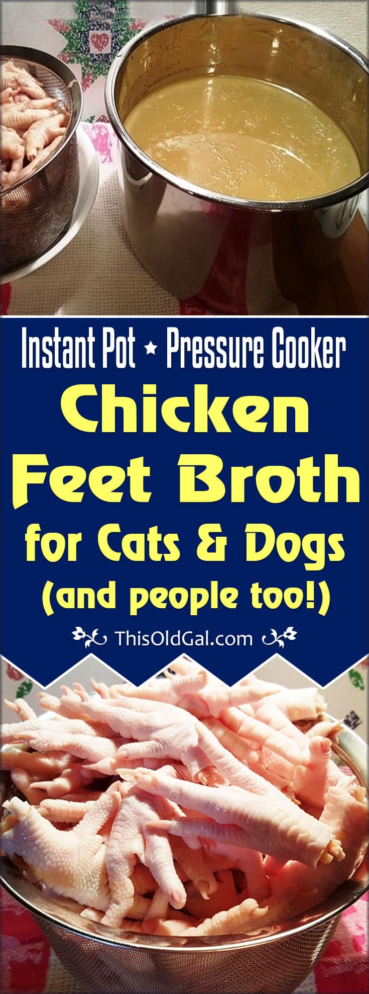 Pressure Cooker Chicken Feet Broth for Cats & Dogs (and people too!)