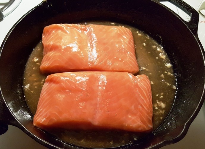 Salmon Fillets are Added to the Brown Butter Sauce