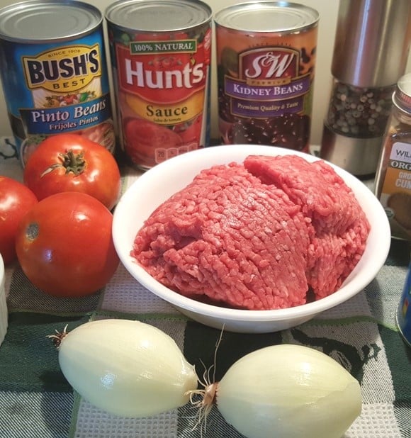 Cast of Ingredients for Instant Pot Chili Con Carne