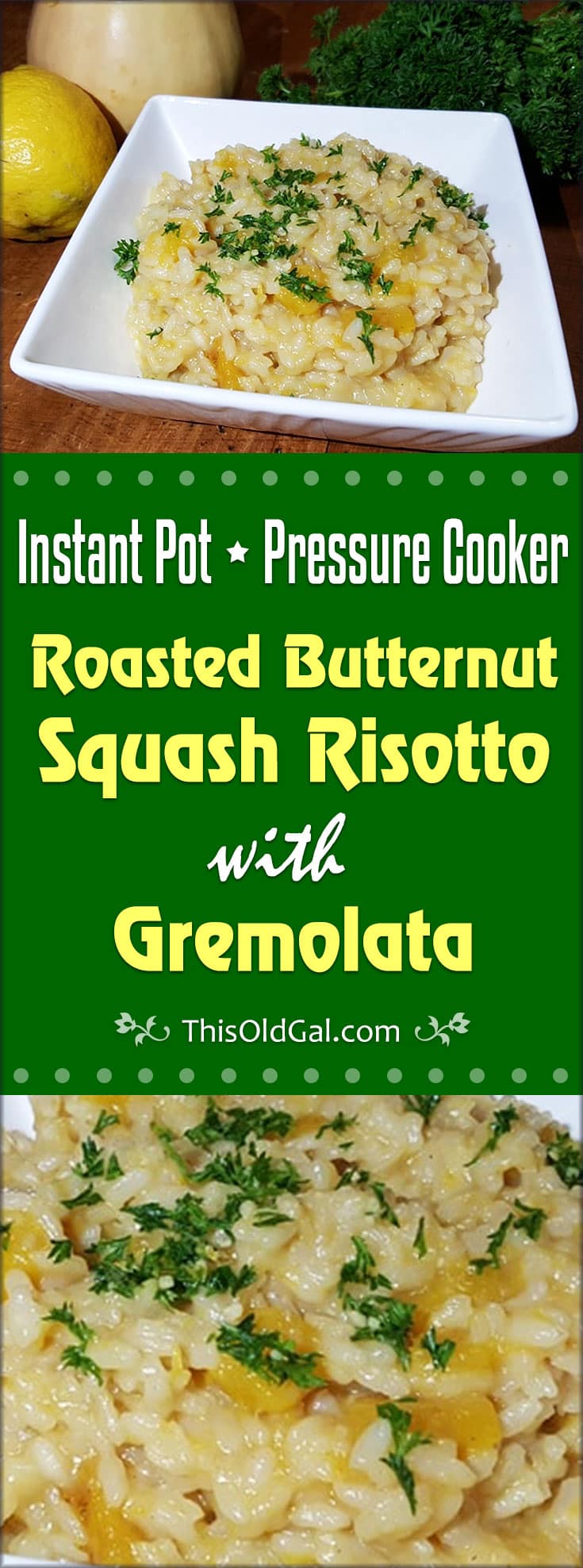 Pressure Cooker Roasted Butternut Squash Risotto with Gremolata