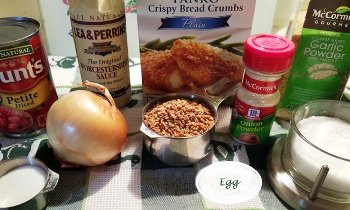 Cast of Ingredients for Pressure Cooker Turkey Meatloaf
