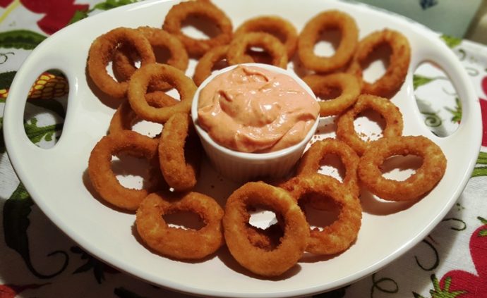 Air Fryer Onion Rings with Better than Bloomin' Onion Ring Sauce