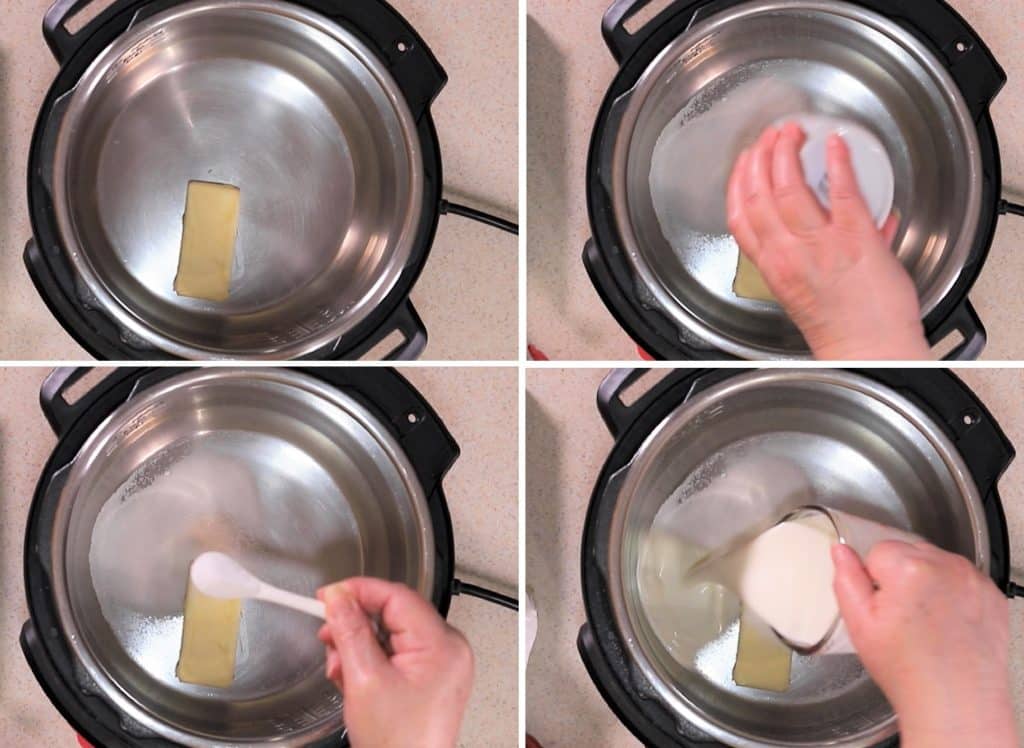 Butter, Sugar, Cream and Salt are added to pressure cooker cooking pot
