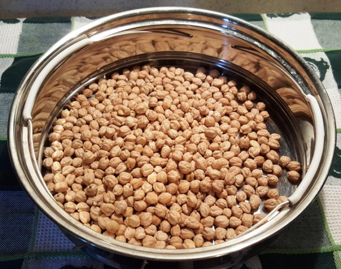 Place Garbanzo Beans into Pressure Cooker
