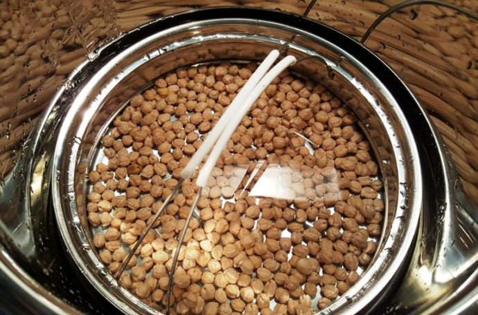 Place Water and Garbanzo Beans into Pressure Cooker