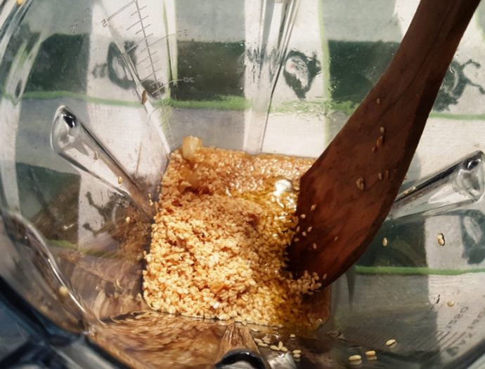 Add the Toasted Sesame Seeds and Oil to Vitamix