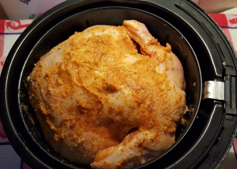 Place Whole Chicken in Air Fryer, Breast Side Down