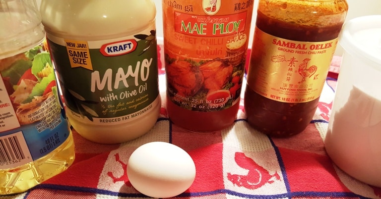 Cast of Ingredients for Bang Bang Shrimp