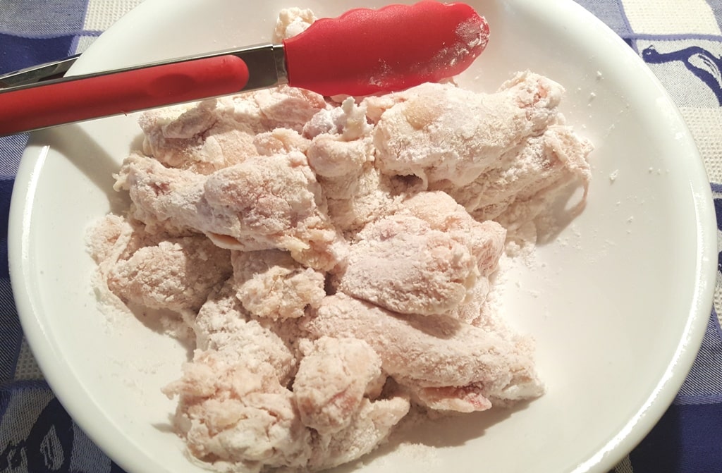 Completely Coat the Wings with Potato Starch