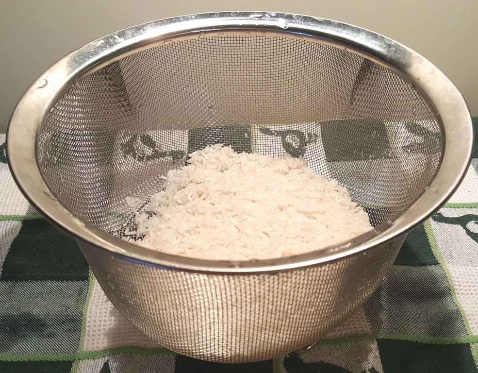 Rinse the White/Jasmine Rice RSVP Stainless Steel Steamer Basket