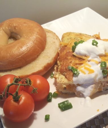 Mexican Salsa Lime Chicken Omelet with a Bagel