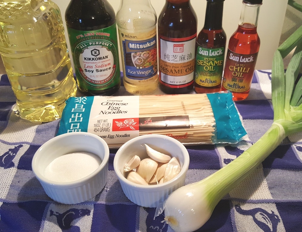 Cast of Ingredients for Pressure Cooker Simple Sesame Noodles
