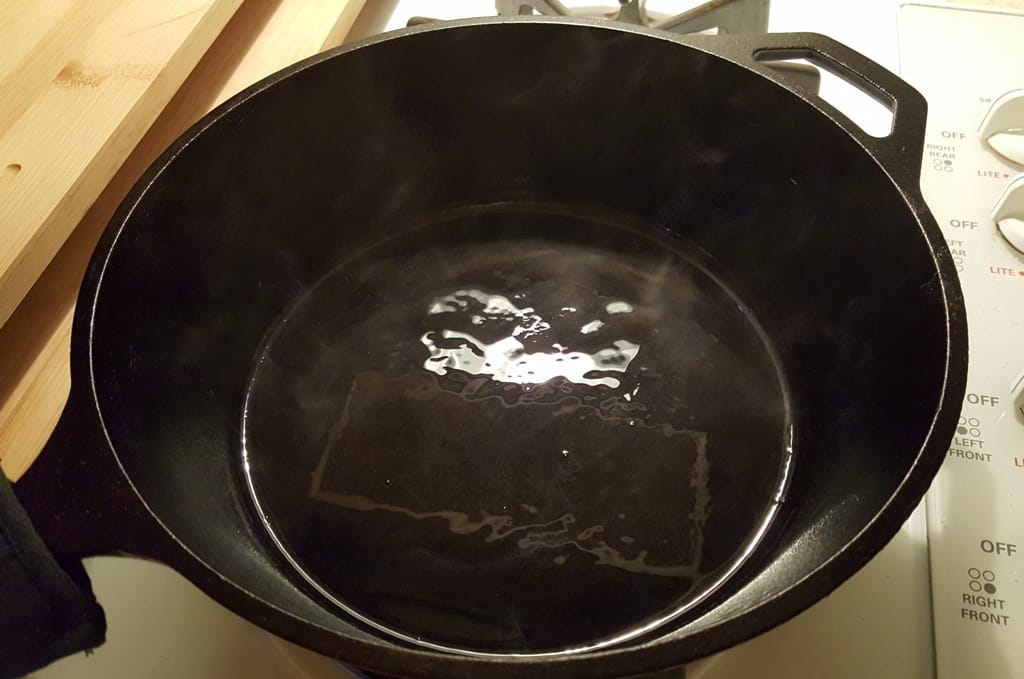 Add Oil to your Hot Wok or Cast Iron Skillet
