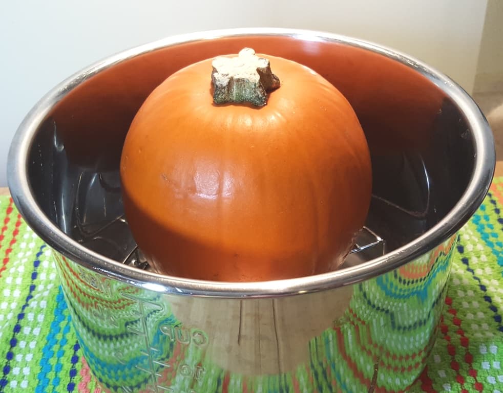 Add the Pie Pumpkin to the Pressure Cooker