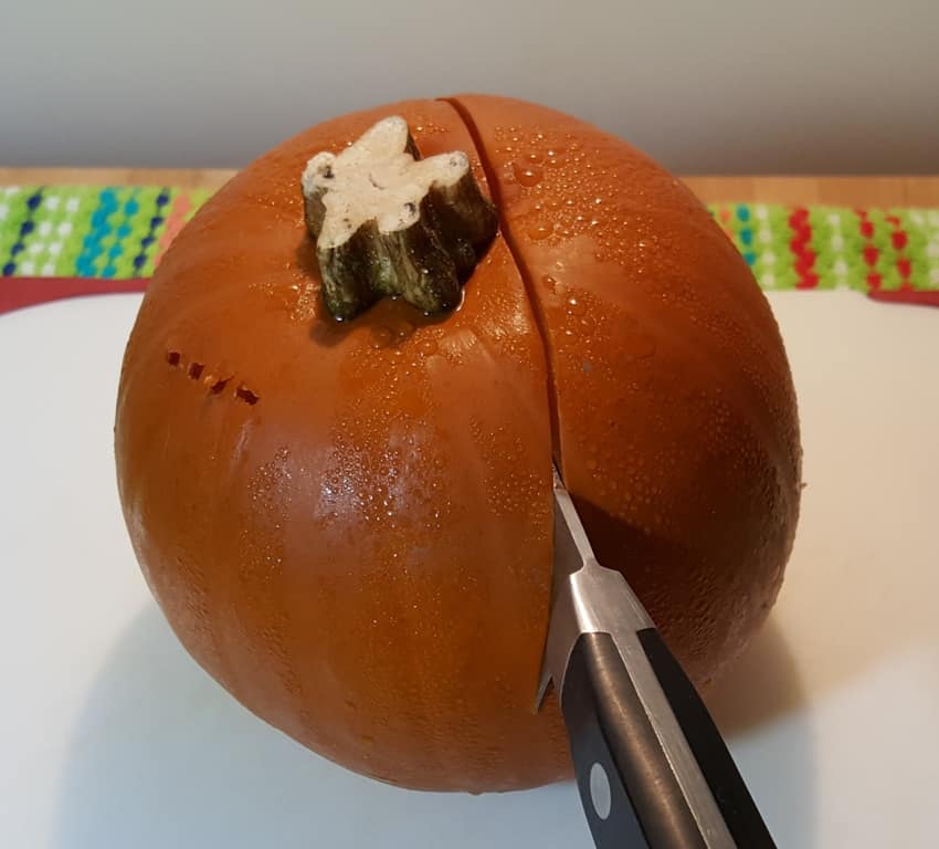 Cut the Pie Pumpkin in Half