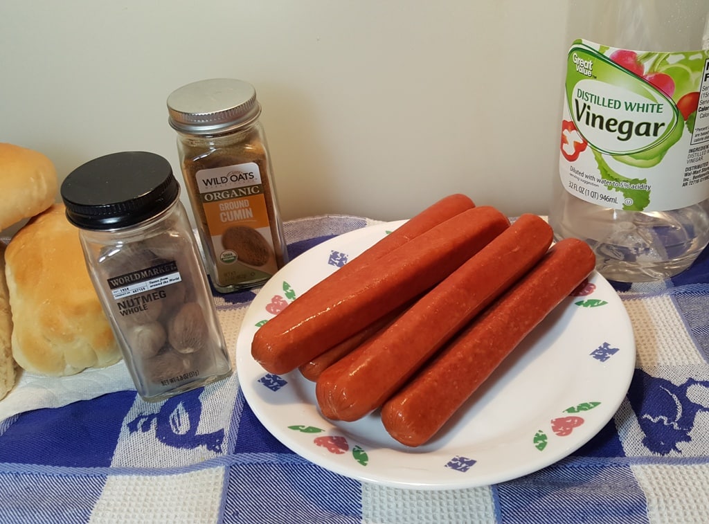 Cast of Ingredients for Pressure Cooker Dirty Water Hotdogs