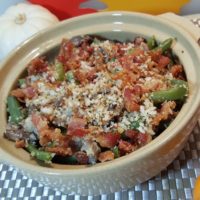 Pressure Cooker Fresh Green Bean Casserole with Crispy Bacon Topping