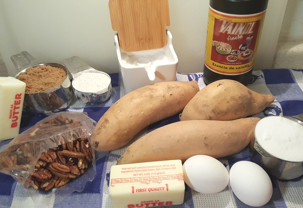 Cast of Ingredients for Ruth's Chris Sweet Potato Casserole
