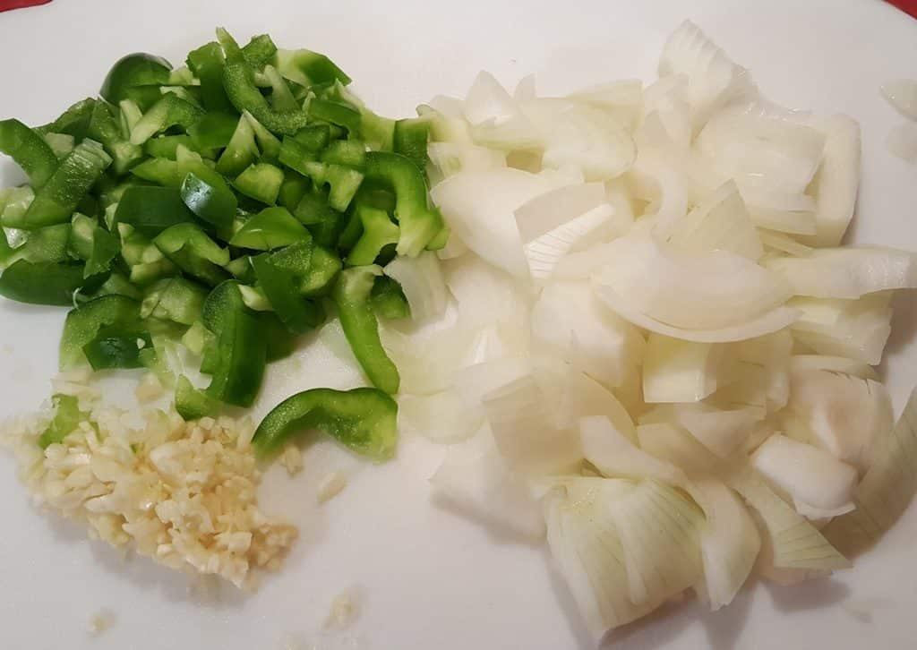 Rough Chop the Onions and Peppers