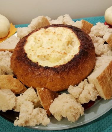 Hot Onion Cheese Dip Bread Bowl