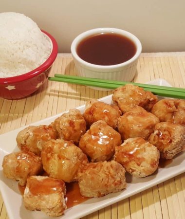 Air Fryer Chinese Take Out Sweet 'N Sour Pork with Rice