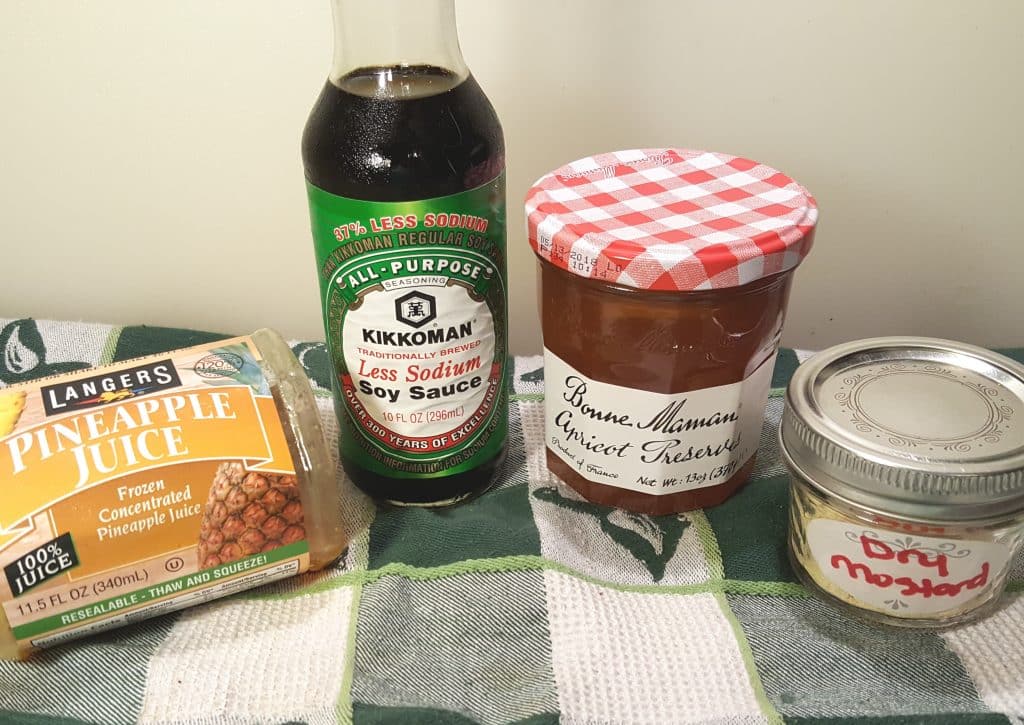 Cast of Ingredients for Hamburger Hamlet's Secret Apricot Sauce