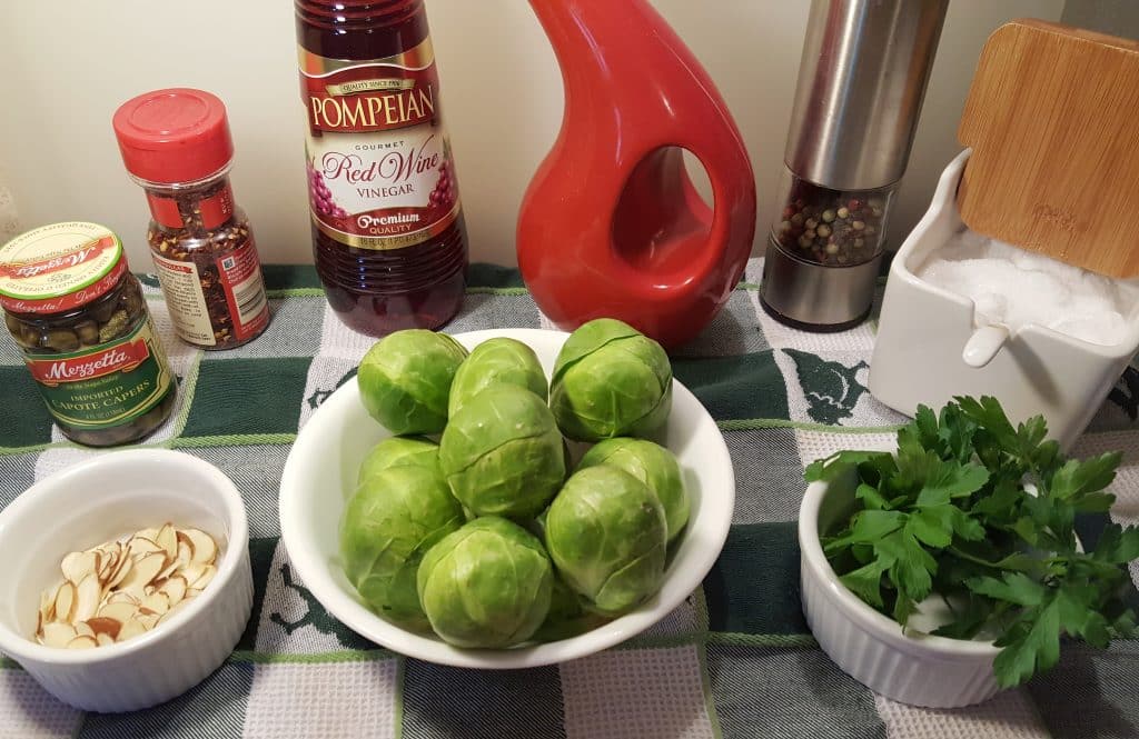 Cast of Ingredients for Air Fryer Brussels Sprouts Salad [Cleo Hollywood]