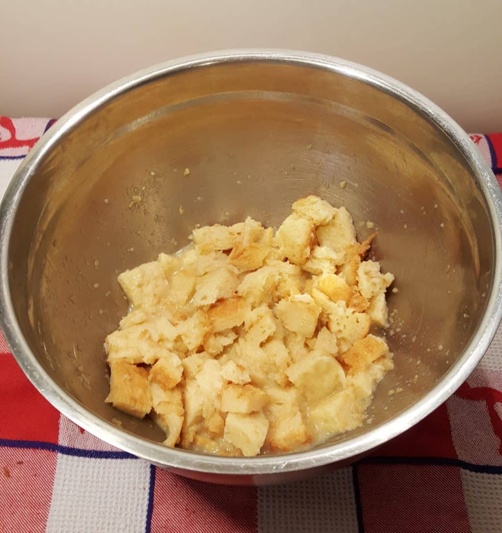 Add Bread Cubes to Mixing Bowl