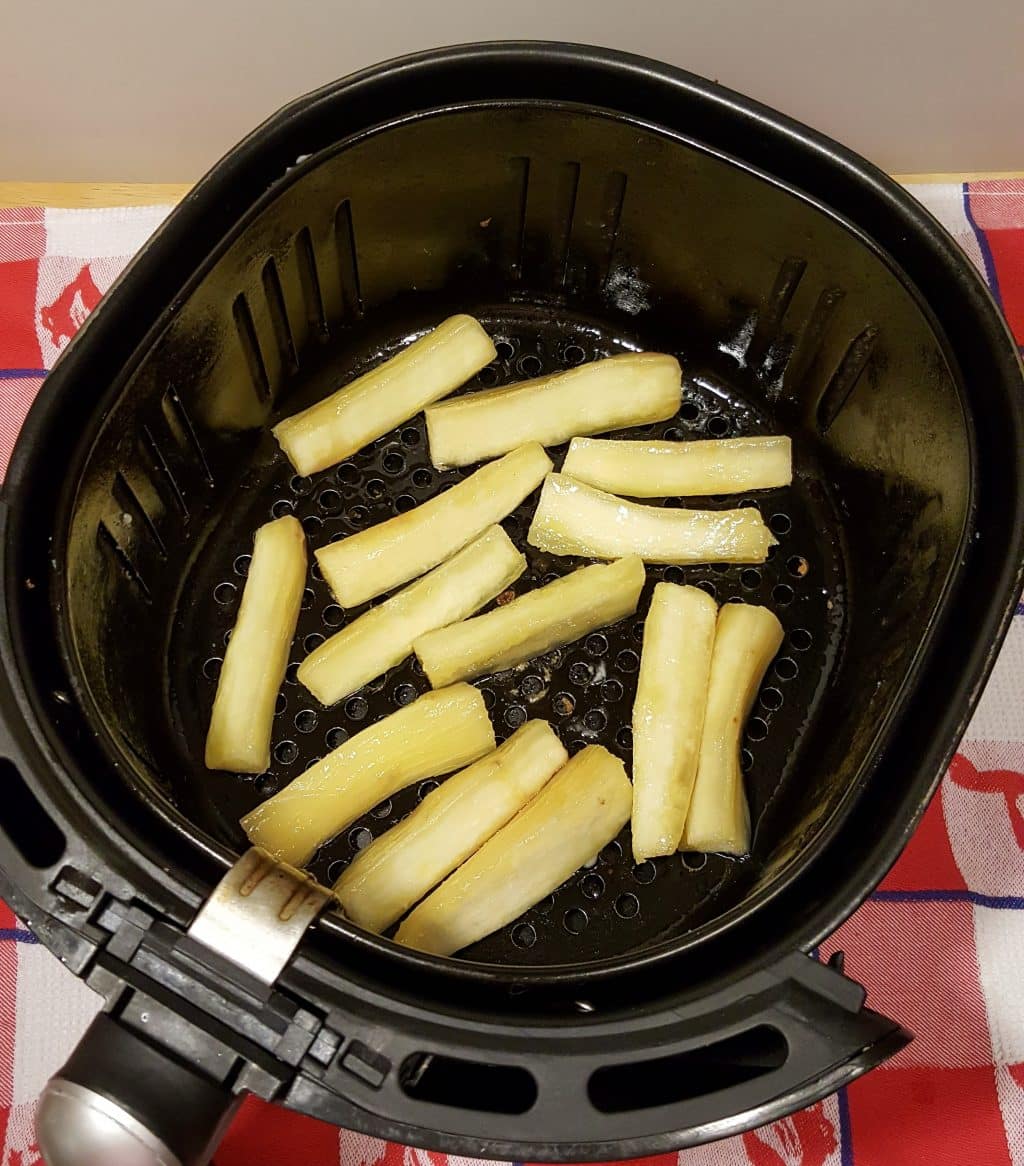 Add Yuca Fries to Seasoned Air Fryer Basket