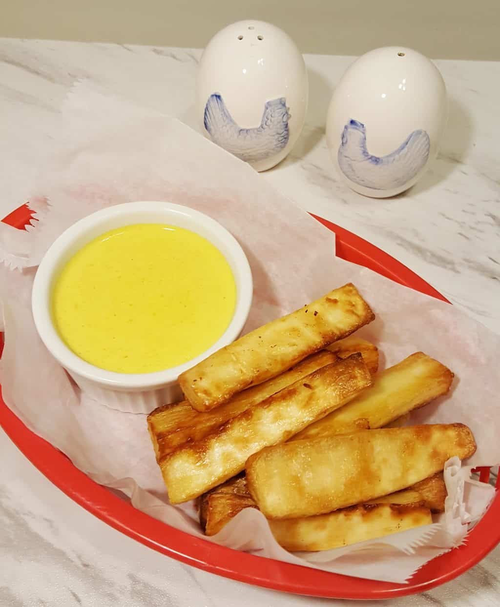 Air Fryer Yucca Fries with Creamy Curry Mustard Sauce