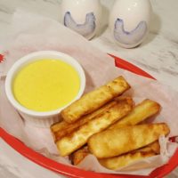 Air Fryer Yucca Fries and Creamy Curry Mustard Sauce