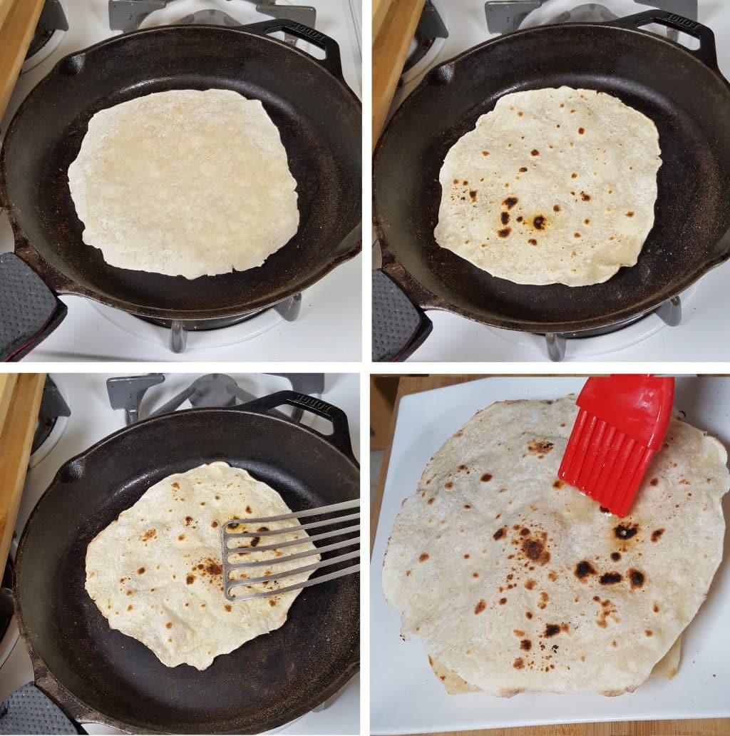 Place Chapati Dough into Hot Tava or Cast Iron Skillet