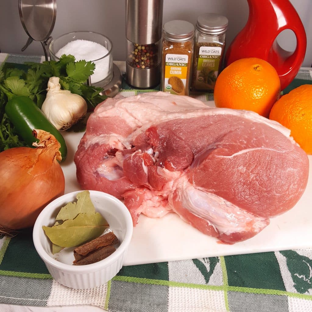 Cast of Ingredients for Pressure Cooker Pork Carnitas {Mexican Pulled Pork}