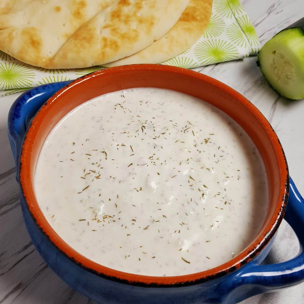 Greek Tzatziki Sauce Recipe {Garlic Cucumber Dill Yogurt Dip}