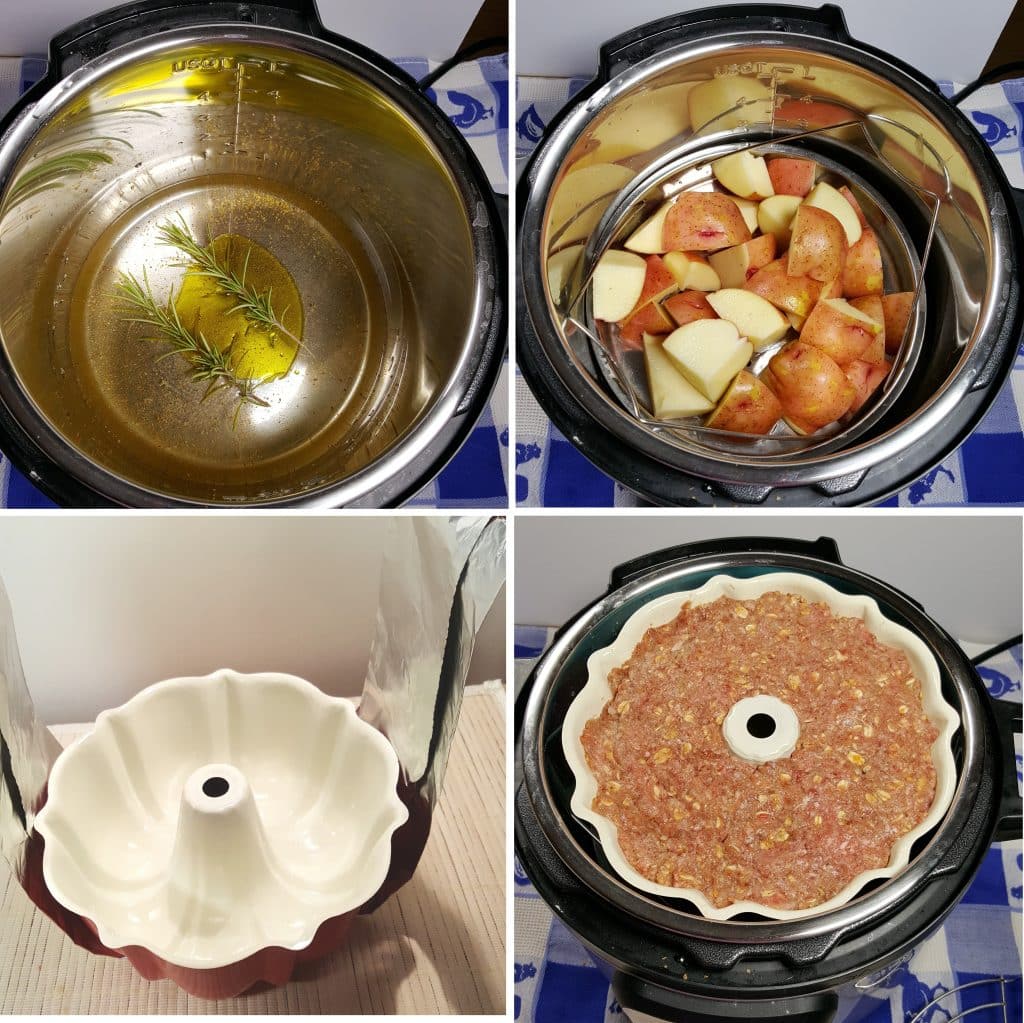 Assemble Potatoes and Meatloaf in Pot