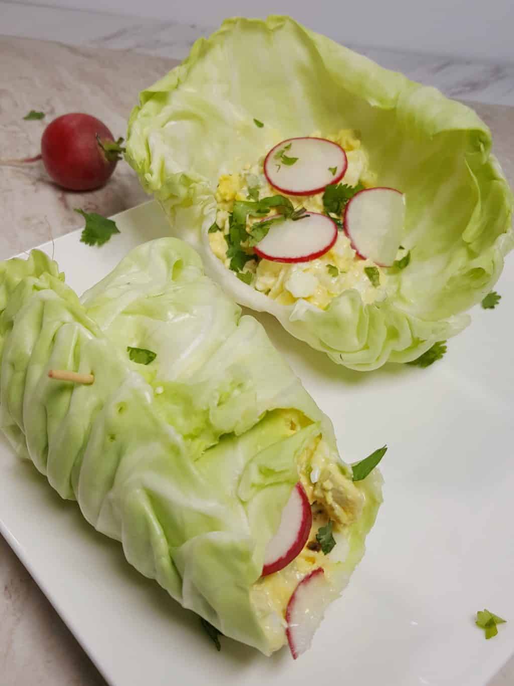 Pressure Cooker Low Carb Deviled Egg Salad Cabbage Roll Ups