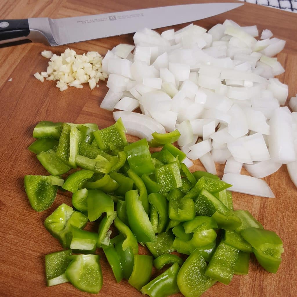Rough Chop Green Pepper & Onions