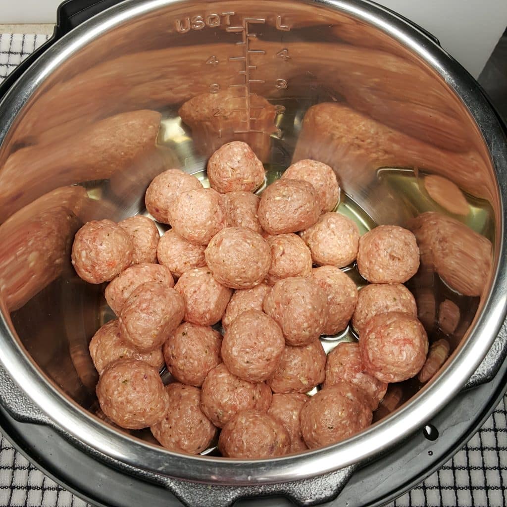 Carefully Pile in the Pressure Cooker Greek Meatballs