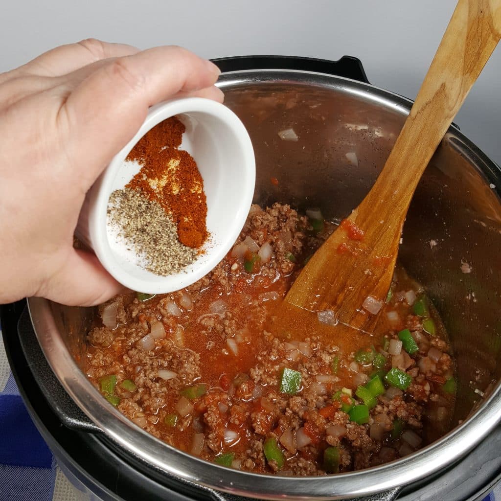 A few Spices are added to the Pressure Cooker Sloppy Joes