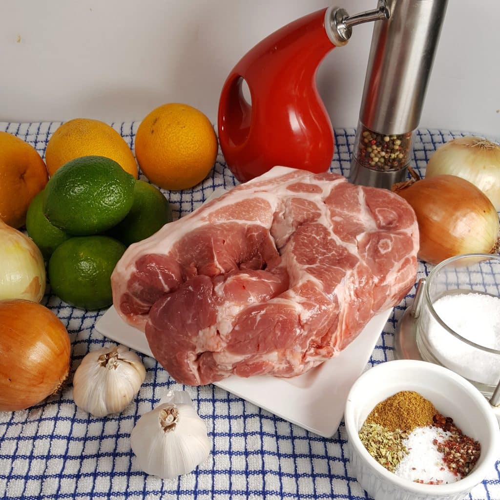 Cast of Ingredients for Pressure Cooker Lechón Asado {Cuban Pork with Mojo}