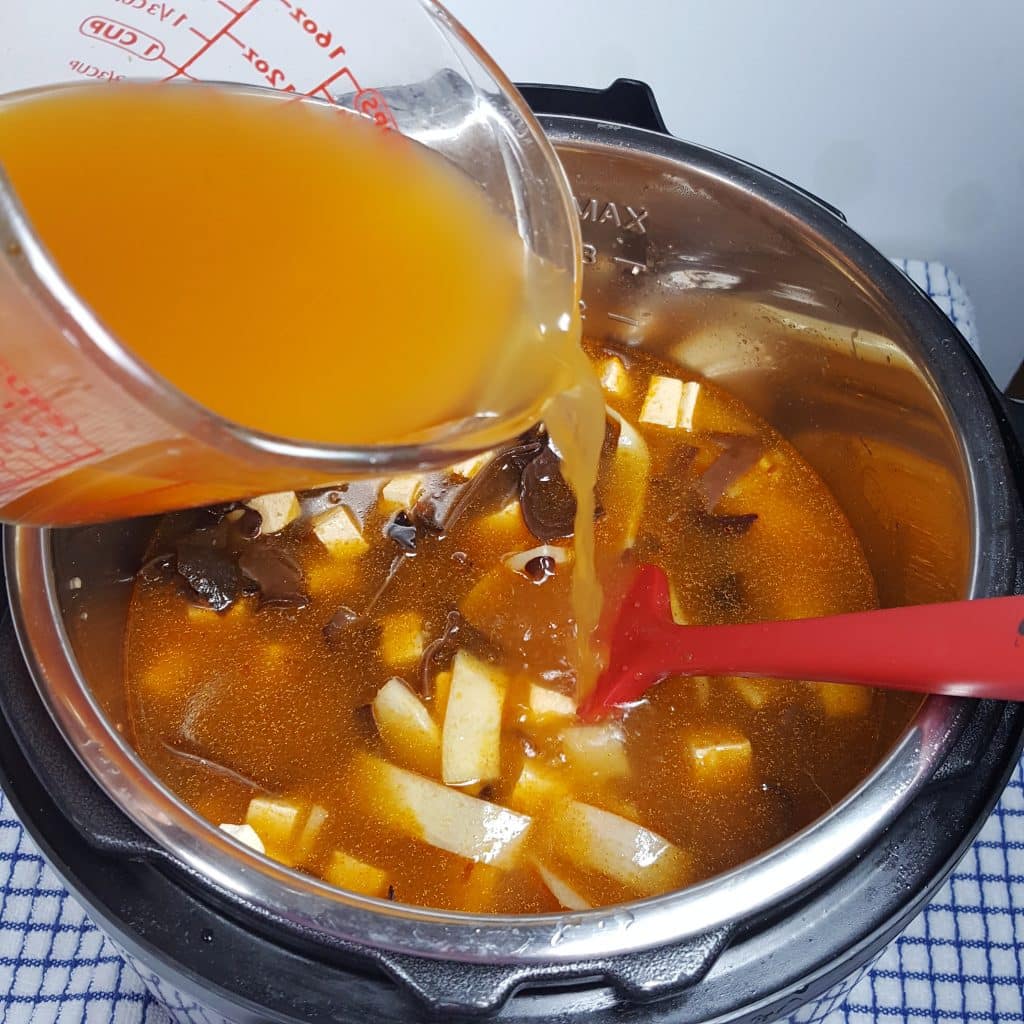 Pour in Vegetable or Chicken Stock