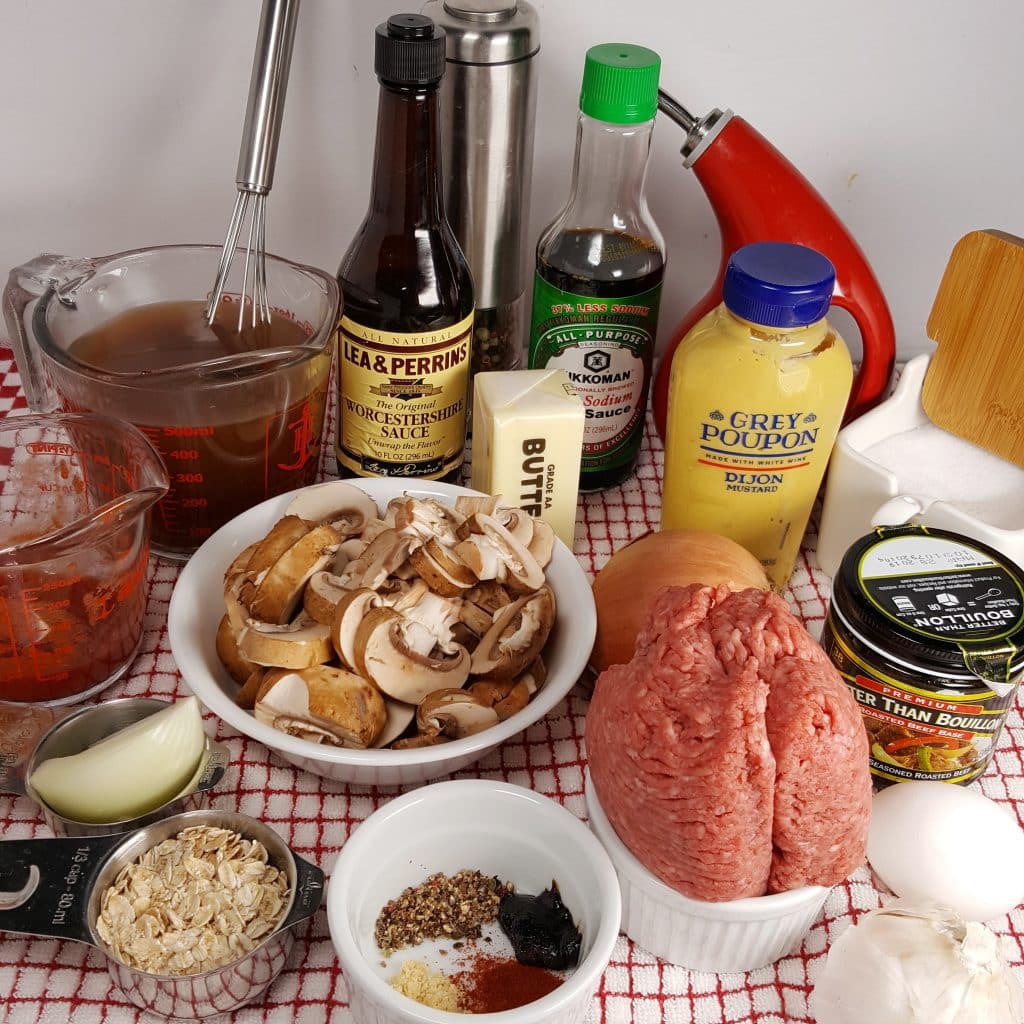 Cast of Ingredients for Pressure Cooker Salisbury Steak