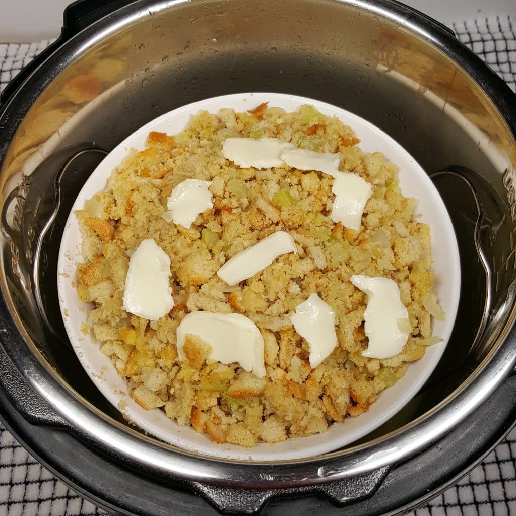 Lower Stuffing into Pressure Cooker