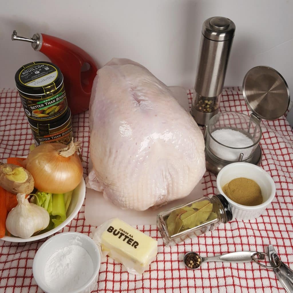 Cast of Ingredients for Instant Pot Turkey Breast and Gravy