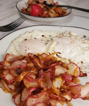 Eggs and Air Fryer Radish Hash Browns